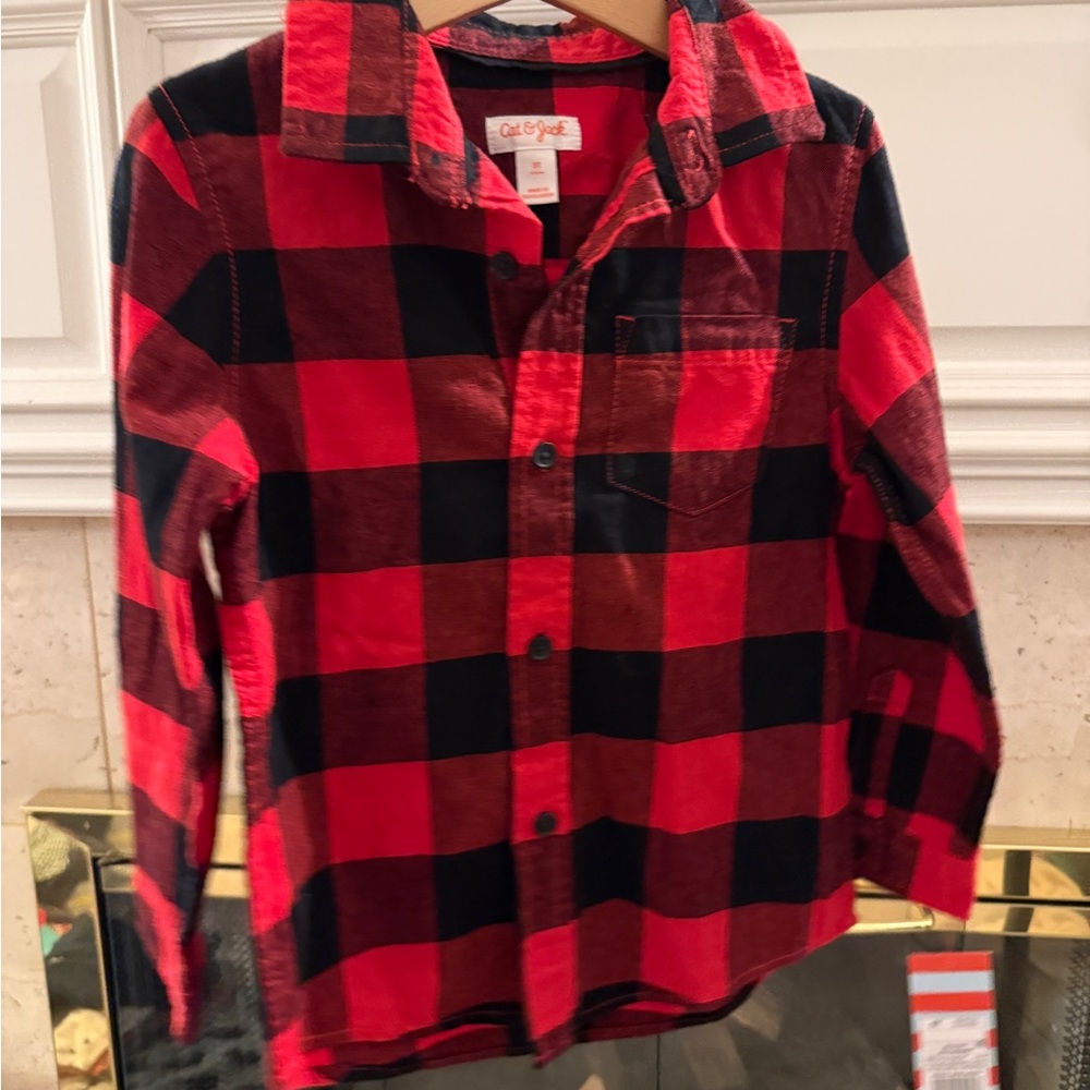 Cat & Jack Kids Red and Black Checkered Shirt